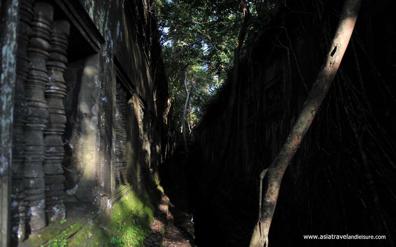 In the entrance of Koh Ker pyramid in Cambodia