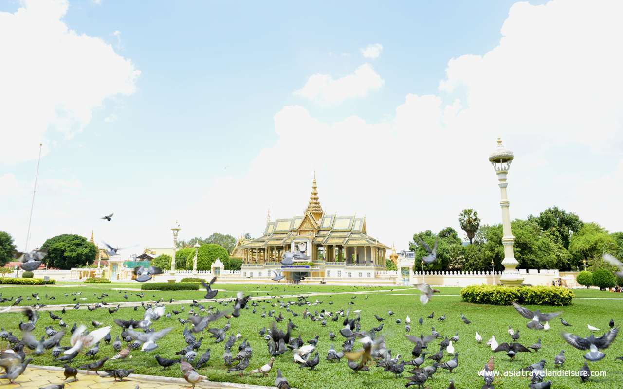  Pigeons at a square in front of the Royal Palace, Phnom Penh, Cambodia