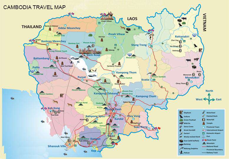 Phnom Penh To Mondulkiri Map Cambodia Travel Map