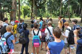  Foreign students  are visiting the Angkor Wat temple in Siem Reap, Cambodia
