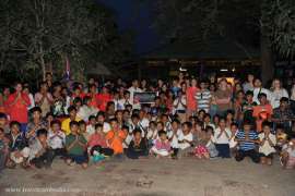 Foreign students at the Shadow Puppets Show in Siem Reap, Cambodia