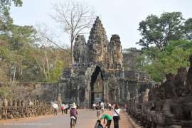 Foreign students  are visiting the Angkor Wat temple in Siem Reap, Cambodia
