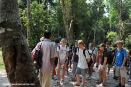 Foreign students at  Phnom Kulen National Park, Siem Reap, Cambodia