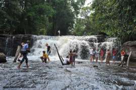 Foreign students at  Phnom Kulen National Park, Siem Reap, Cambodia