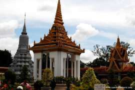 Tourists are visiting the Royal Palace in Phnom Penh Cambodia
