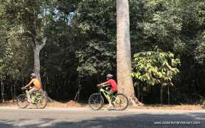 Riding the bicycle in the countryside in Siem Reap