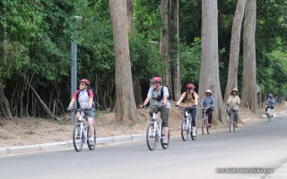 Riding bicycles in Seam Reap