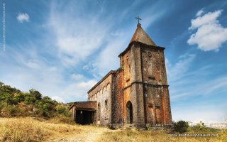 The abandoned christian church on top of Bokor mountain