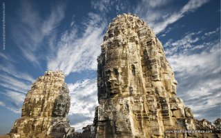 Faces of ancient Bayon Temple At Angkor Wat, Siem Reap, Cambodia