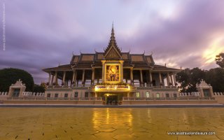 Royal Palace complex on sunset, Cambodia